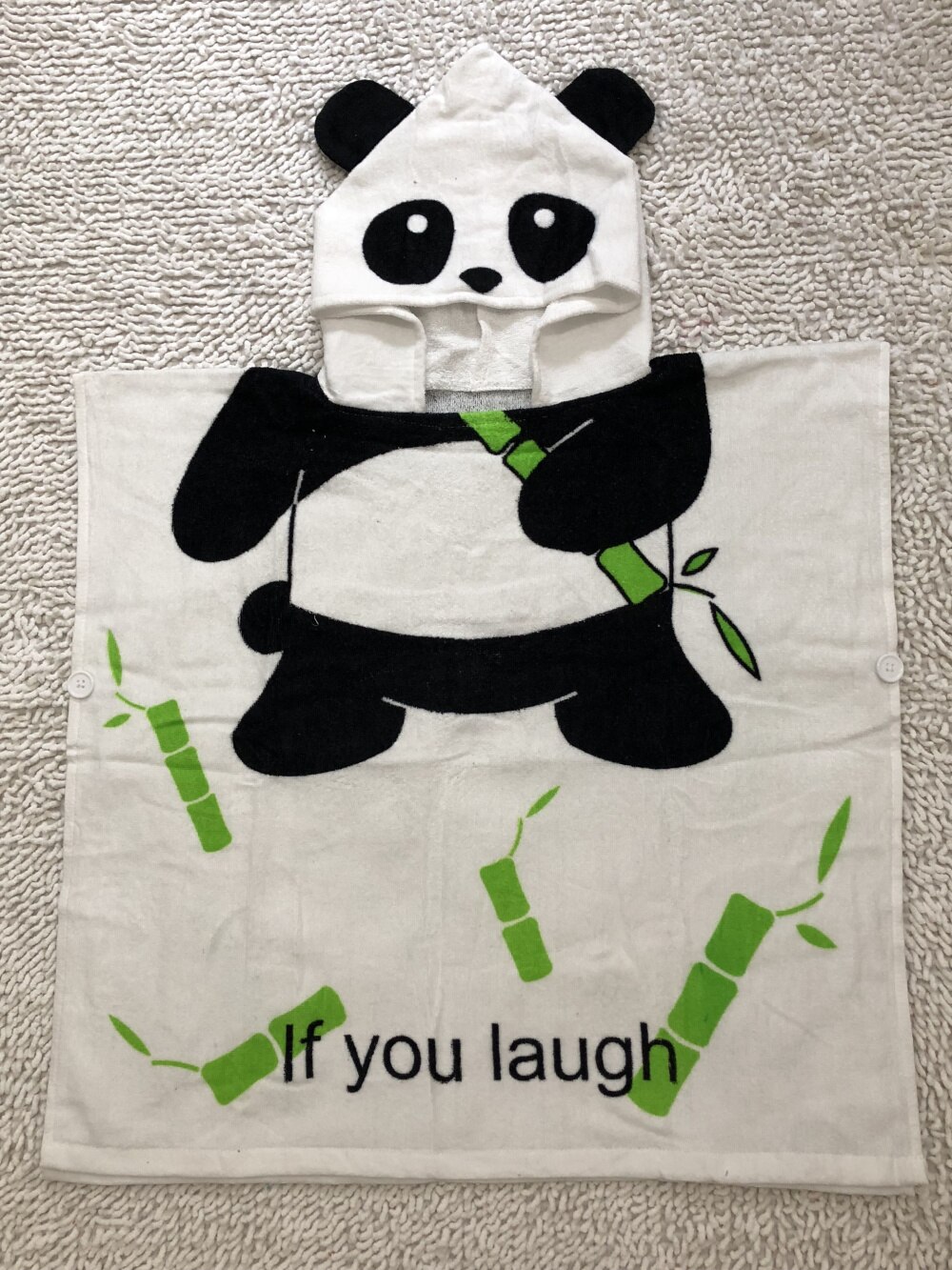 Børns badehåndklæder åndbart varmt barn tegneserie badekåber hætteklædte badehåndklæder (panda)