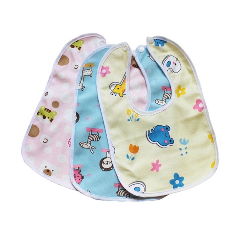 6Pc/Lot Random Color Baby Bibs Waterproof Saliva Cartoon Towel