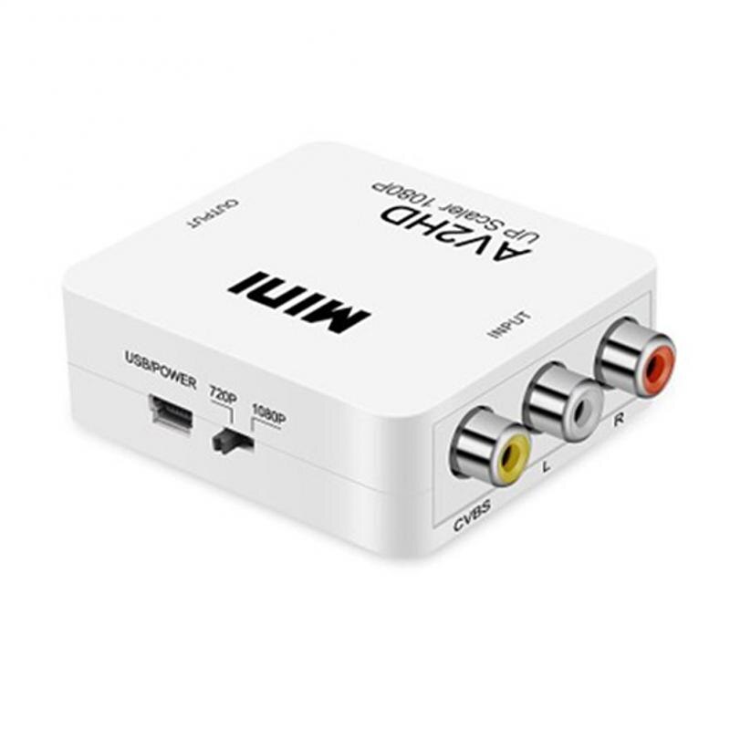 Portable Audio HD Video Composite Converter Box RCA AV To HD Converter Adapter CVBS Audio Video Adapter Wii NES SNES: white