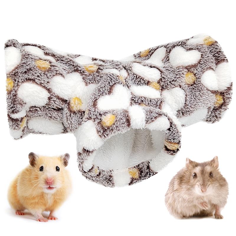 Hamster Toy Hamster Tunnel Bed Warm Plush Soft Cage Hamster Tube Toy 3-Way Small Animal Tunnel Toys for Hamster Guinea Pig: Coffee Heart