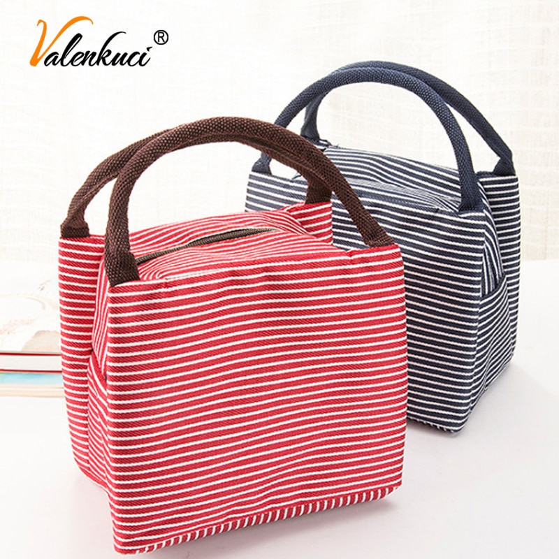 Thickening aluminum foil Stripe Oxford lunch bags keep lunch box warm for women waterproof Lunch bag student Bento bag MMB-007