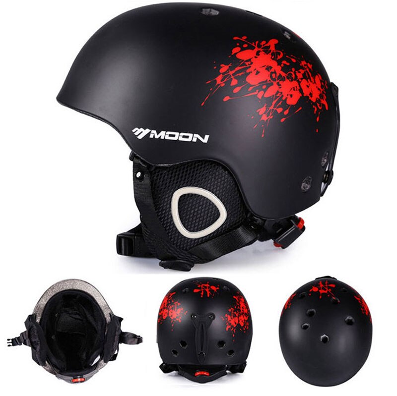 Luna esquí casco Otoño Invierno hombres adultos Snowboard Skateboard esquí equipo deportes seguridad cascos para nieve gafas con: 01 / S(52-55cm)