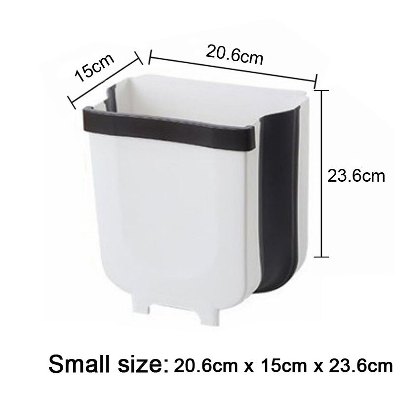 Bathroom Kitchen Waste Storage Folding Waste Bin with Drawer Cabinet Door Hanging Trash Bin Trash Can Foldable Trashcan HM018: HM017 White small