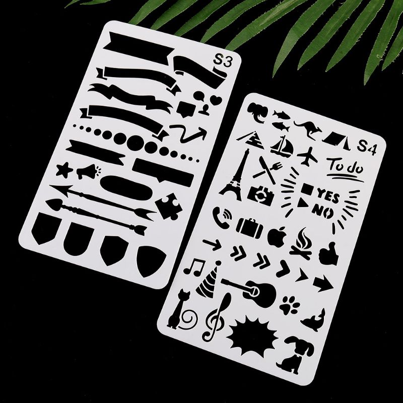 24Pcs/Set Journal Border Drawing Template Ruler Stencil Painting Board DIY Album