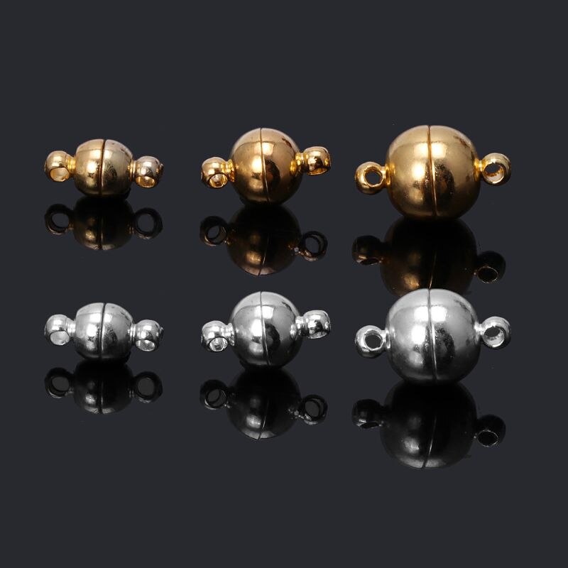 10 Pcs Rvs Ball Vorm Magnetische Sluiting Converter Voor Sieraden Maken Goud Zilver Wit