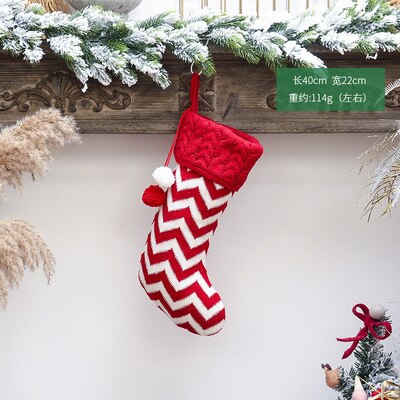 Rode Kous Gebreide Sokken Voor Home Decoratie Kerst Cadeau Zak Snoep Zakken Bag Kerstsok Ornamenten: A