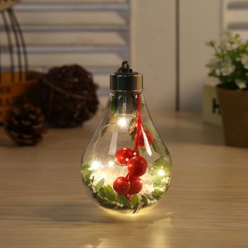 Luz led transparente ornamento de natal do vintage lâmpada árvore de natal decoração iluminação ao ar livre pingente lâmpada bola suprimentos