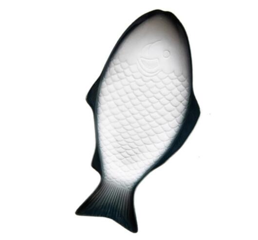 Plato de cerámica en forma de pez para almacenamiento de aperitivos, bandeja de pescado para restaurantes, reuniones de , 1 ud.: grey / 27.8x14.5cm
