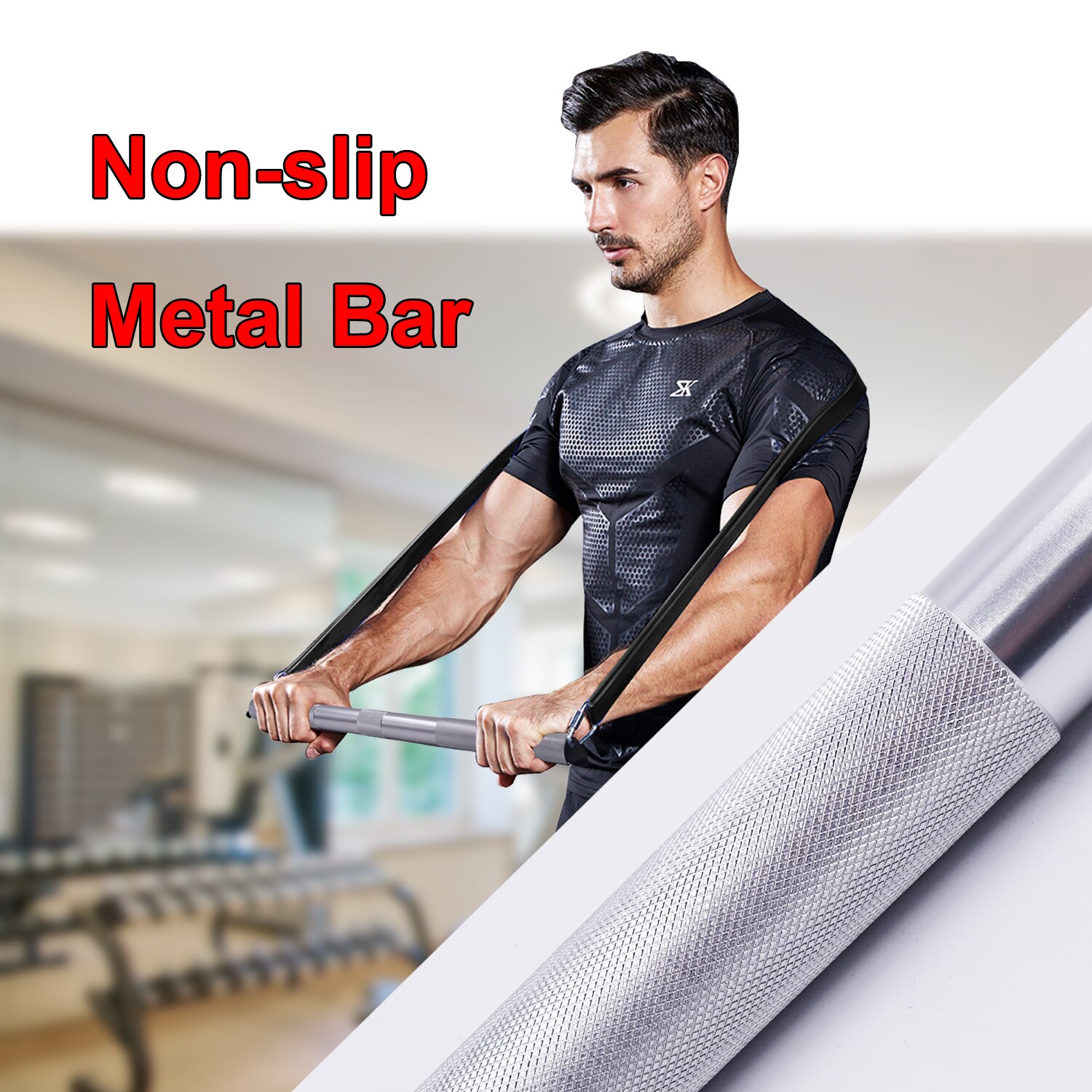 Bærbar træningsstang modstandsbånd træningsstang kvinder mænd squats styrketræning pilates øvelse hjemmefitnessudstyr