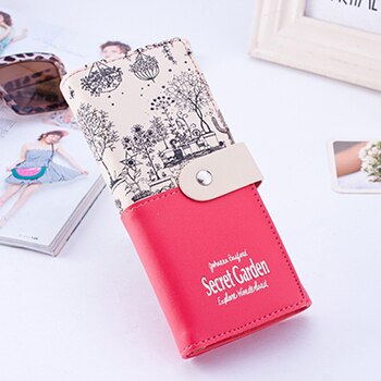 Maras drömmärke läderplånbok dam plånböcker dam kortväska clutch kvinnlig carteras mujer monederos damväska feminina: Vattenmelonsröd