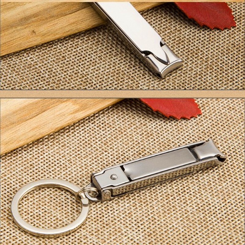 Stainless Steel Ultra-thin Foldable Hand Toe Nail Clippers Cutter With Keychain Cutter Trimmer Silver Nail Art Tool Key Ring