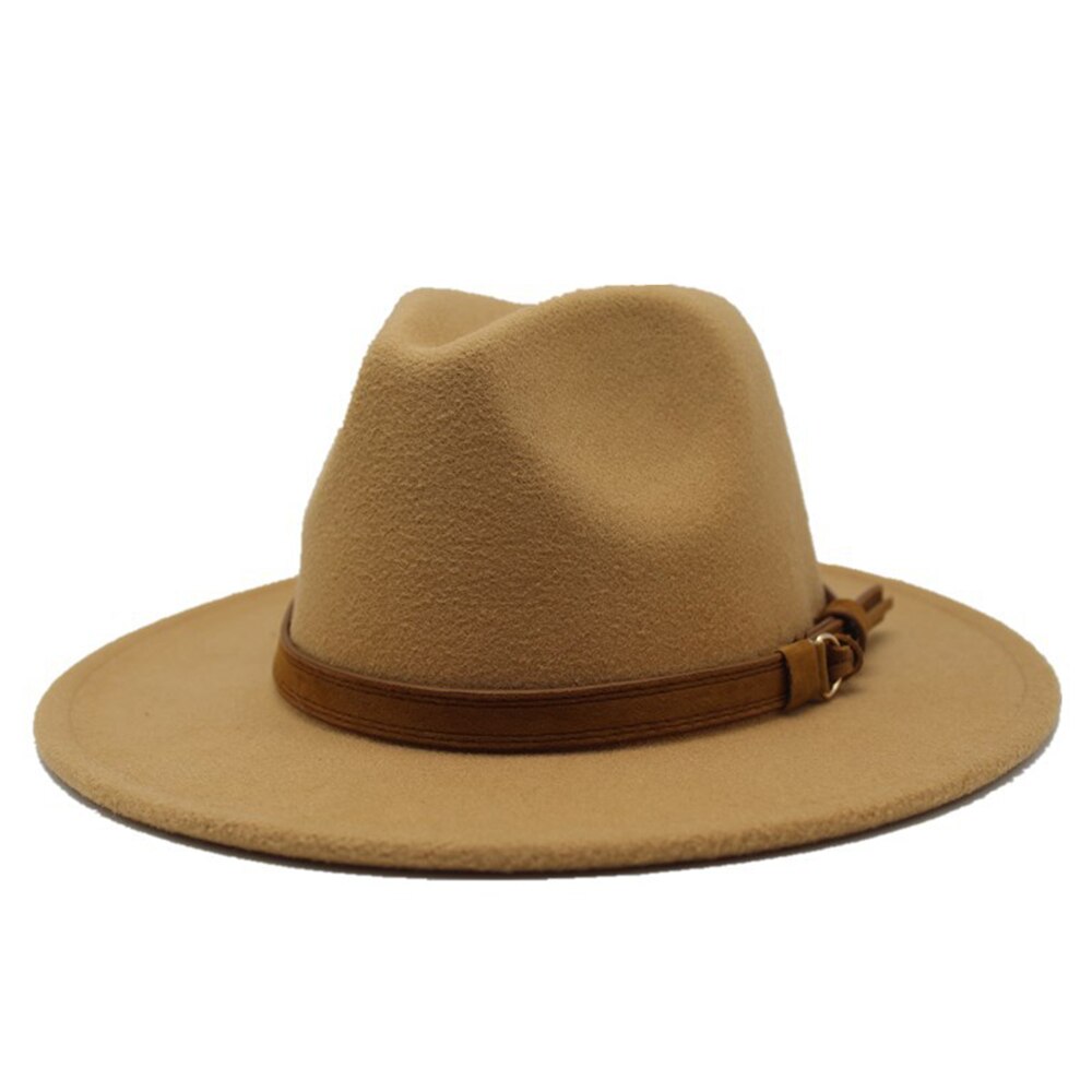 Sombrero Fedora de fieltro de lana para mujer, sombrero con estampado de leopardo, ala ancha, Panamá, informal, Formal, de invierno, tendencia de: Khaki