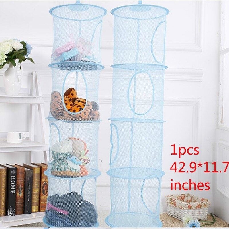 Four-layer Collapsible Hanging Basket Breathable Mesh Toy Storage Basket Storage Cage Drying Basket Home Organizer