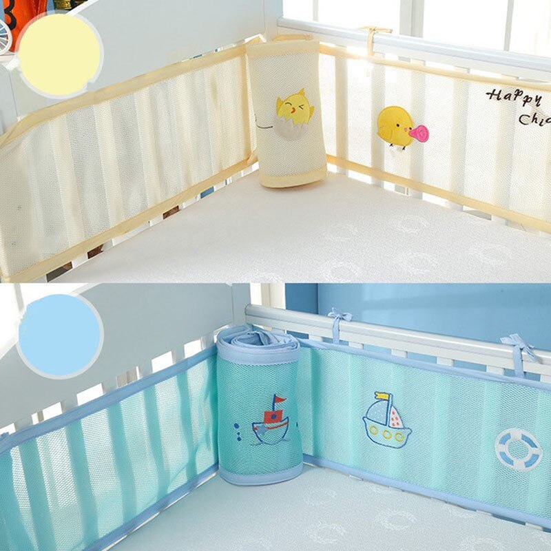 Respirant maille bébé lit pare-chocs détachable coton berceau pare-chocs bébé soins infirmiers berceau protecteur coussinet Long lit pare-chocs été lit