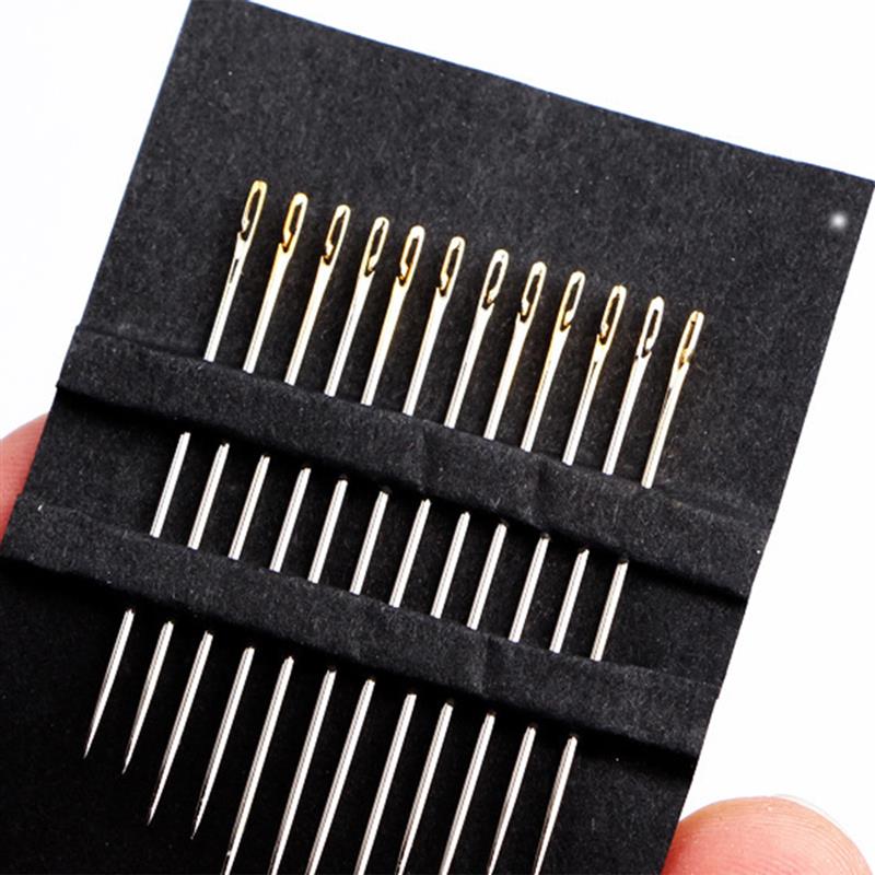 12 Pcs/Set Blind Needles Gold Silver Tail Easy To Go Through From Side Hand Sewing Embroidery Tool DIY Needlework Sewing Needles: Default Title