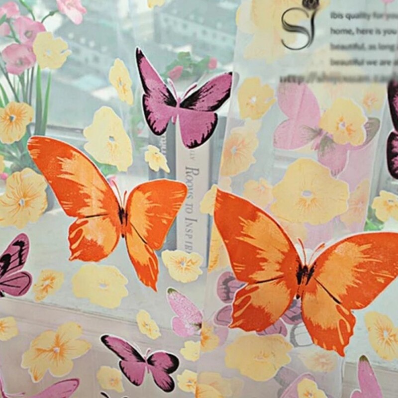 200cm x 100 cm Butterfly Print Sheer Window Panel Curtains Room Divider for living room bedroom Kitchen Room Window Curtain