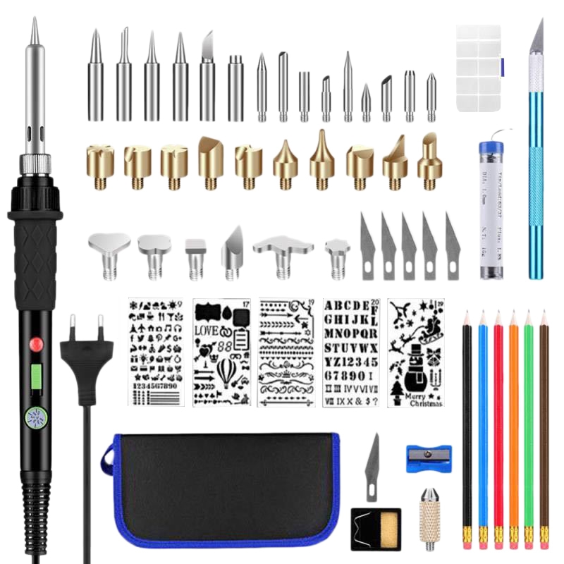 56Pcs Wood Burning Kit Wood Burning Tool Set Carving Burning Pen Soldering Iron Set Pyrography Pen