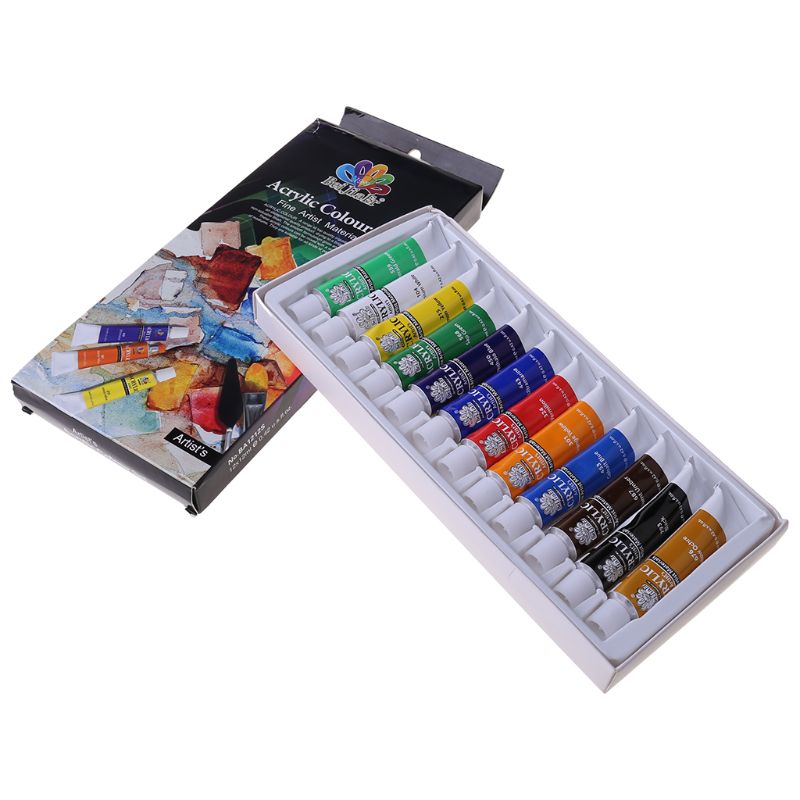 12 Colors 12ML Tube Acrylic Paint set Art Painting Drawing Tools For Kids DIY 2XPF