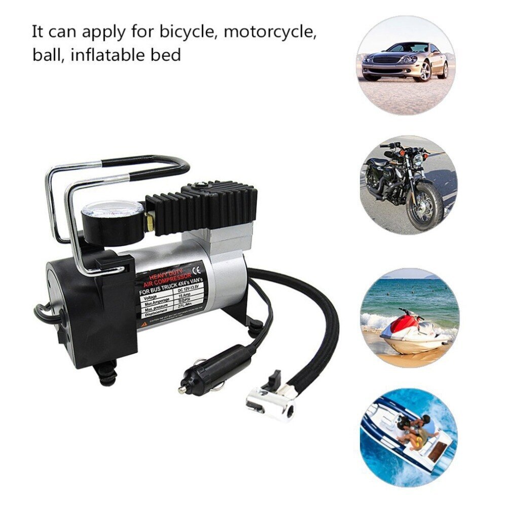 Portable 100PSI Super Flow DC 12V Metal Air Compressor Tyre Inflator Car Air Pump Vehicle Pump Electric Pressure Gauge