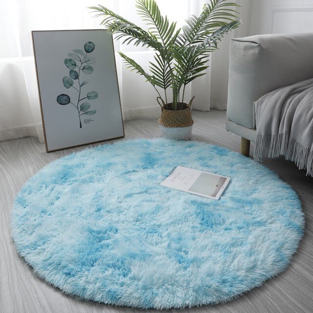 Petit tapis rond antidérapant, coloré, 40/60/80cm, pour salon et chambre à coucher, impression de teinture par nouage, décoration de la maison, hiver