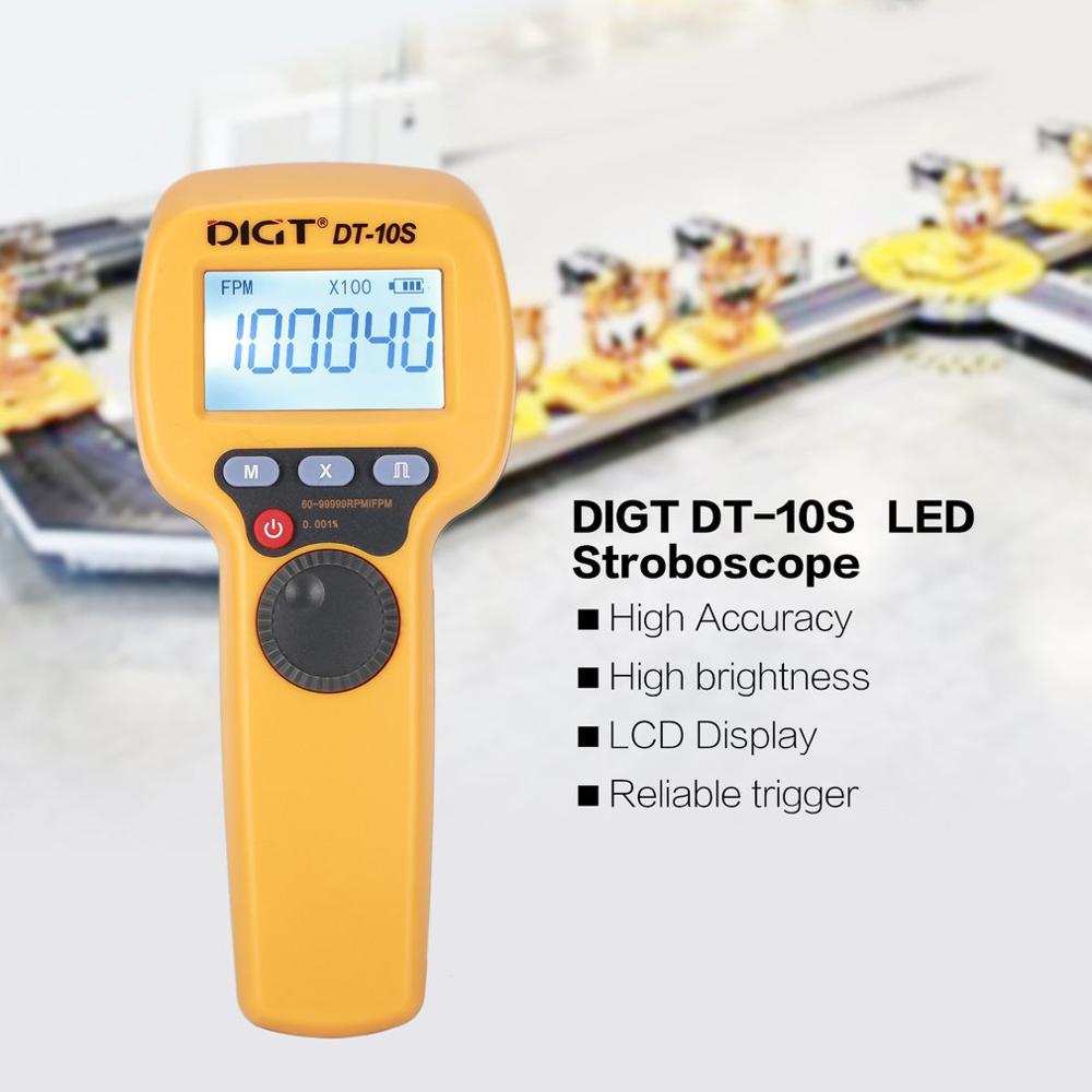 DIGT DT-10S 7.4V 2200mAh 60-99999 Strobes/min 1500LUX Handhold LED Stroboscope Rotational Speed Measurement Flash Velocimeter