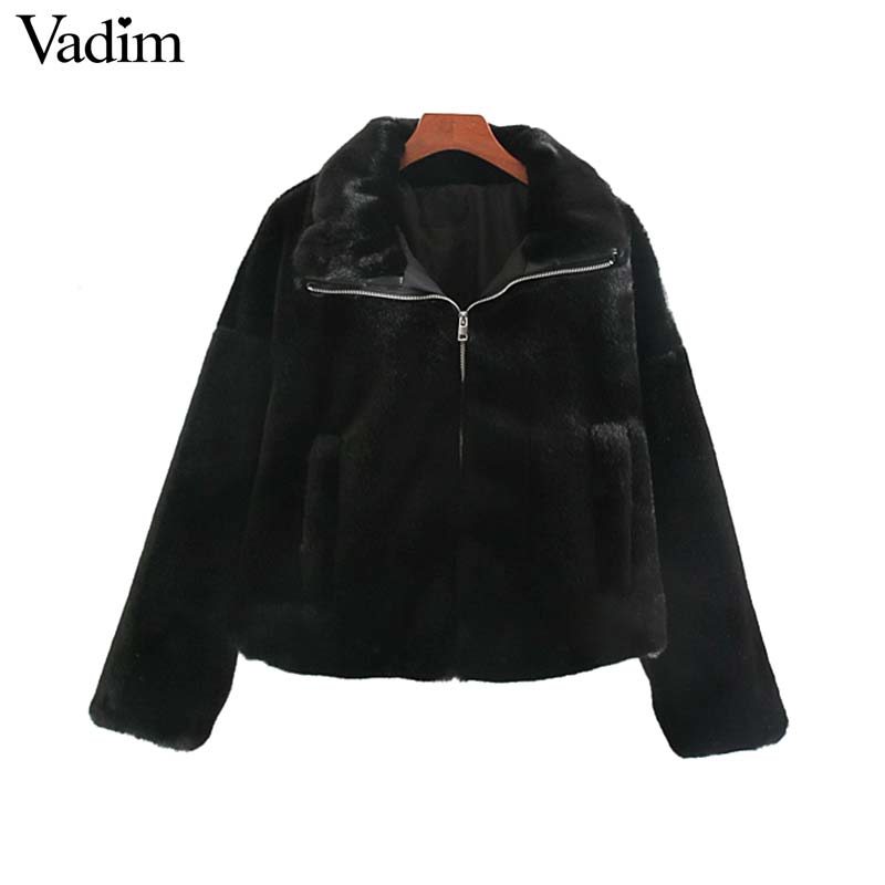 Vadim femmes fourrure manteaux veste pour homme poches cordon vestes vêtements d'extérieur pour femmes solide hauts amples CA597