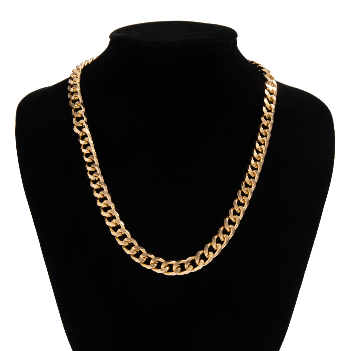Kunjoe colar de corrente cubana simples para homens, cor dourada/corrente de alumínio de metal preto no pescoço, gargantilha, joias para festa, presente diy masculino: Cor dourada amarelo claro