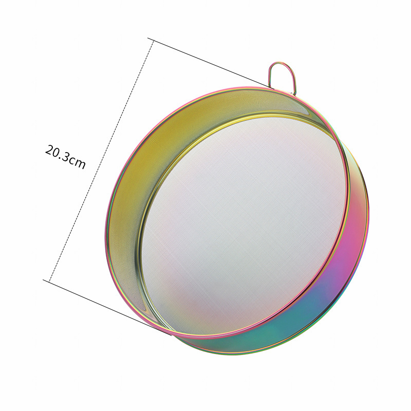 1/2Pcs Cuisine Rond Fine Maille Tamis Filtre À Farine Domestique Tamis à Farine En Acier Inoxydable Filtre à Thé De Cuisson Poudre De Cacao Tamis: 1pc rainbow L