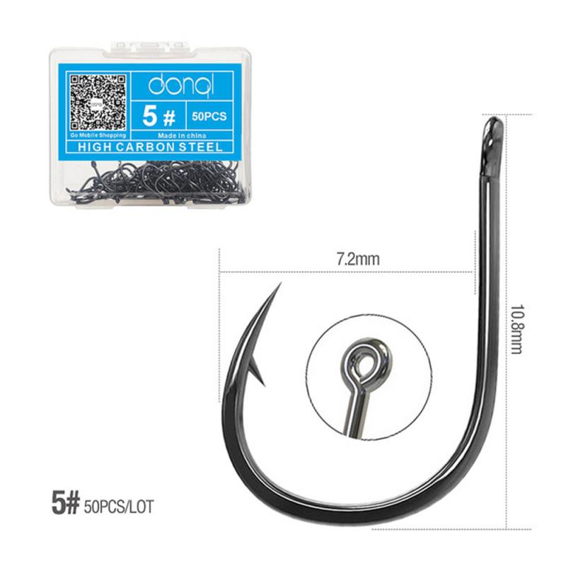 1 Box 50Pcs 3# - 16# Series High-carbon Steel Fishing Hook Barbed Single Circle Carp Hook Fishing Jig Hook Lure Bait Tackles: 5