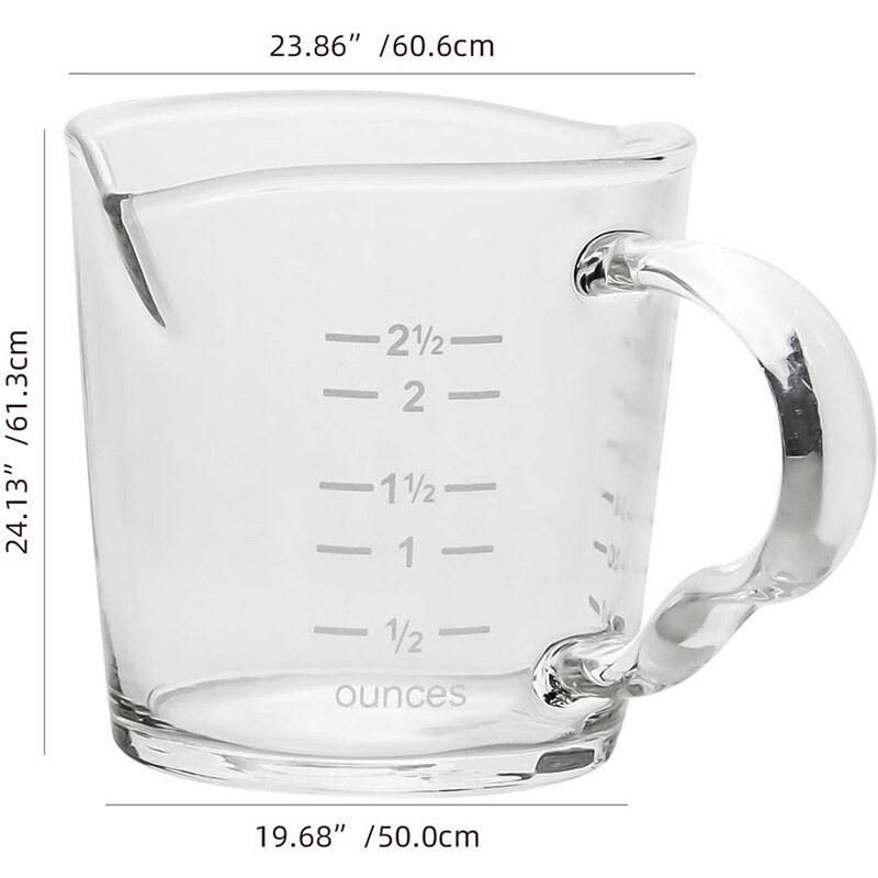 2 Pack Espresso Meten Glas, 3-Ounce Dubbele Tuiten Shot Glas Met Gieten Handvat, hittebestendige Meten Werper