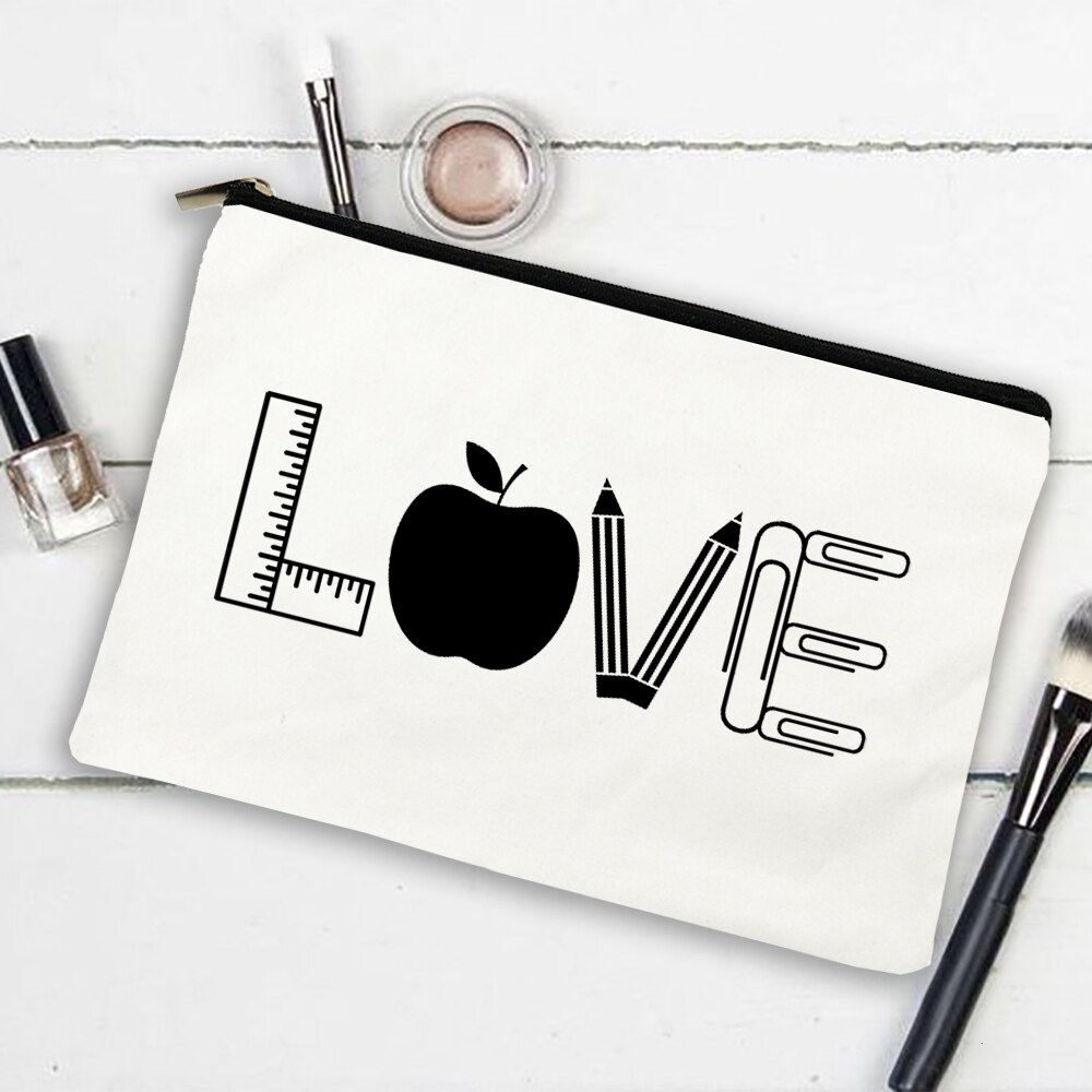 Kaffee Geben Mir Lehrer Energie Frauen Leinwand Kosmetische Fällen Taschen machen-hoch Tasche Handtasche Lippenstift Organizer Lehrer der Schild Beste: W16353-TBWH-D