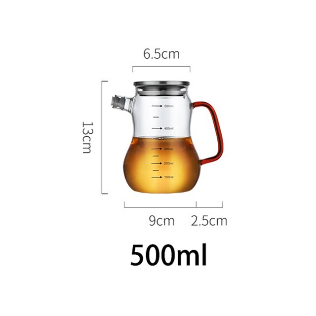 Bouteilles d'huile en verre, épices, assaisonnement, sauce soja, bouteille de stockage, condiment, distributeur d'huile , accessoire de cuisine: 500ML