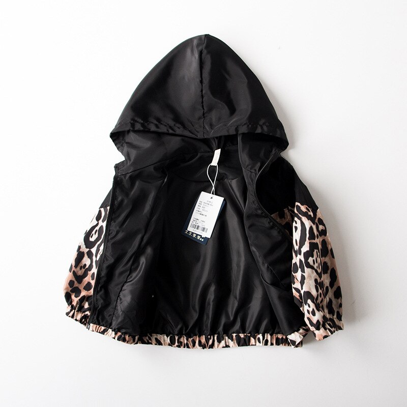 2 3 4 5 6 7 jahre Herbst Kleinkind freundlicher Baby Mädchen Jacke Outfits Leopard drucken Frühling Langarm Reißverschluss Mit Kapuze Mantel Outfit