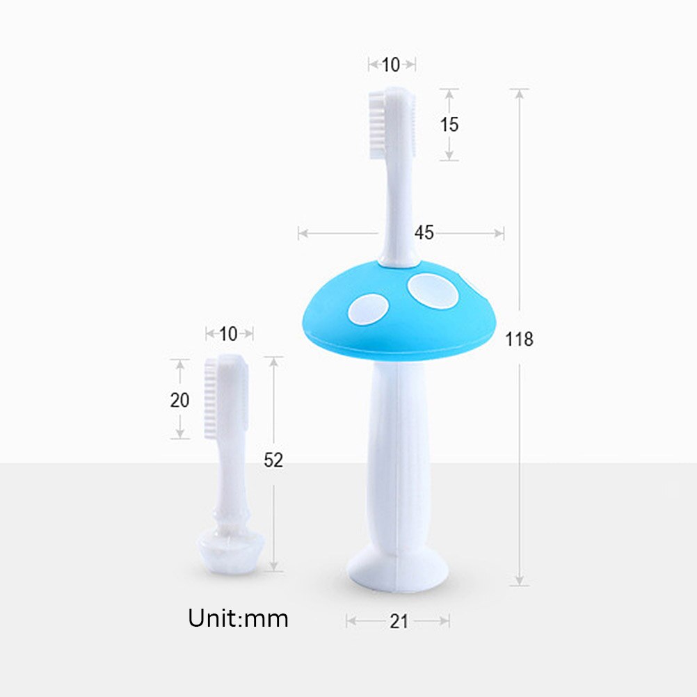 Brosse à dents en forme de champignon pour bébé, en Silicone, avec tête de brosse remplaçable