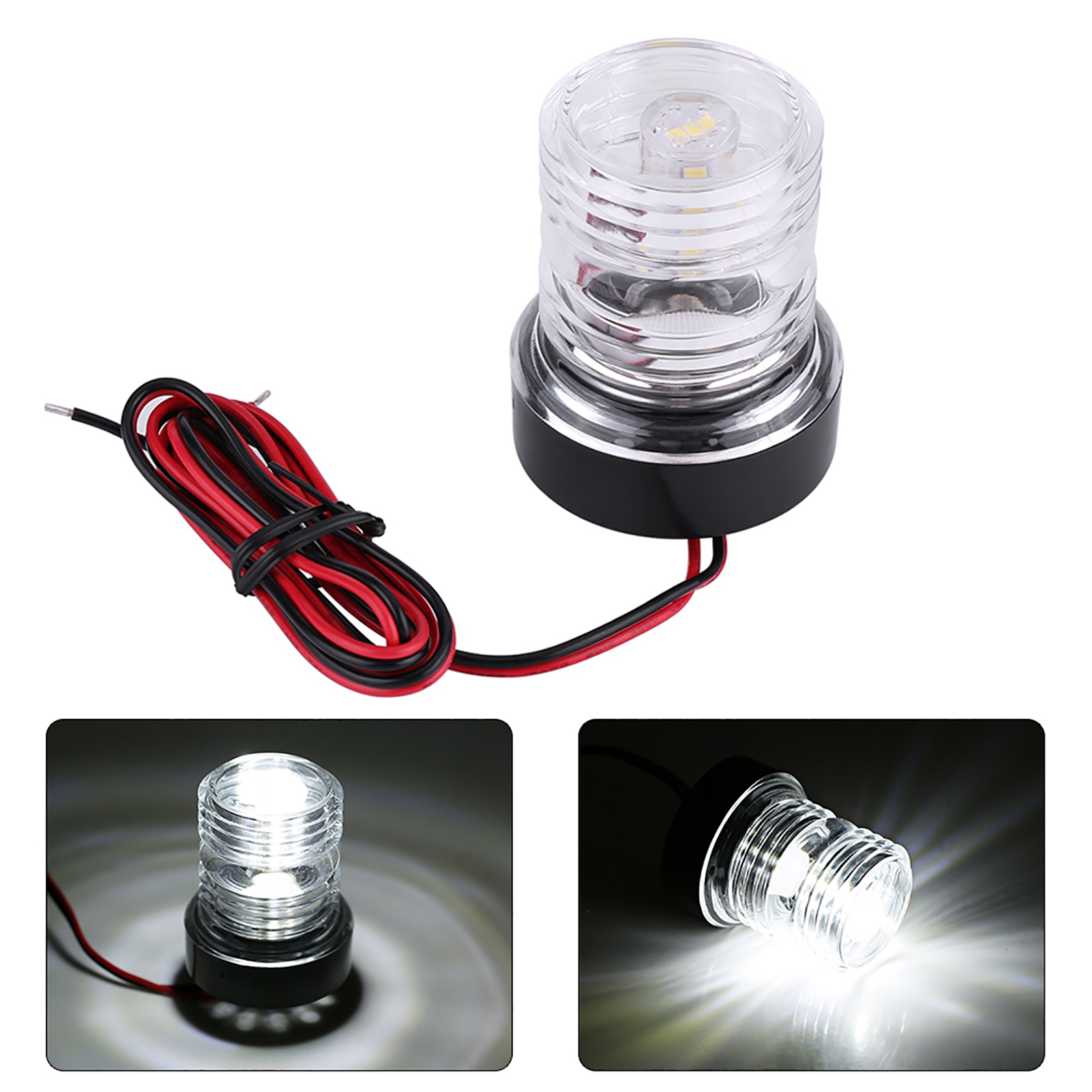 Marin ankarlampa 12v marin båt yachtnavigering allround 360 ° vit led ankarlampa vattentät yachtnavigeringslampa