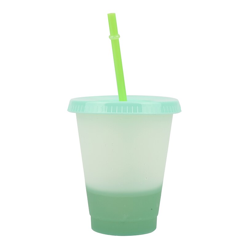 5 Color Changing Confetti Reusable Plastic Tumbler With Lid &amp;Straw Cold Cup For Cold Drinks Cup Accessories Kitchen Tools: green