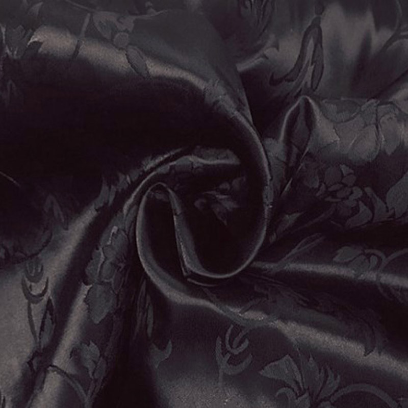 Sort lilje blomst jacquard bomuld polyester jacquard foring stof 50 x 135cm til diy syning