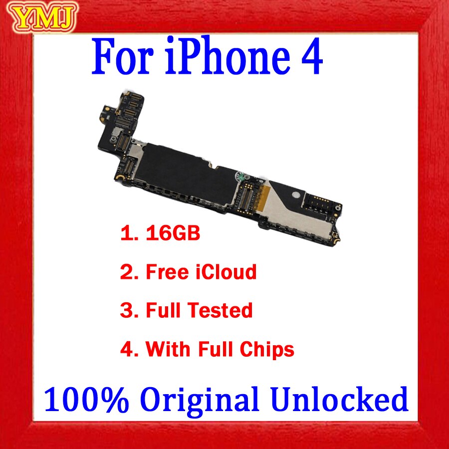 Voor Iphone4 4S 5 5C 5S Moederbord, 100% Originele Ontgrendeld Voor Iphone 4 5 Moederbord Met Volledige Chips & Ios Systeem, 8Gb/16Gb/32Gb/64: For 4 16GB