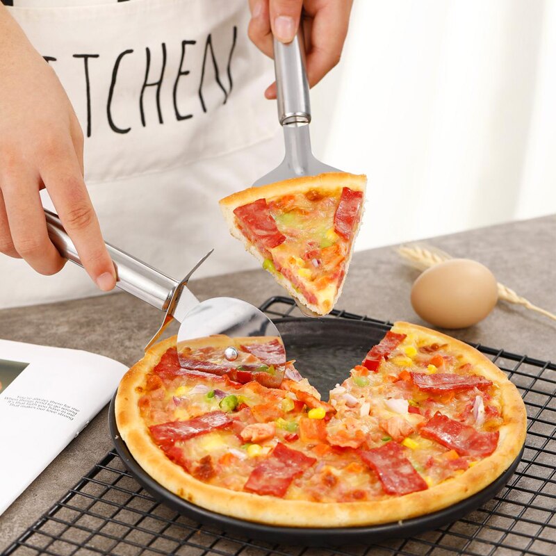 2-piece Set Utensils Pizza Shovel Stainless Steel Pizza Knife Kitchen Gadgets Bakeware Dining Bar Cake/pancake cutter