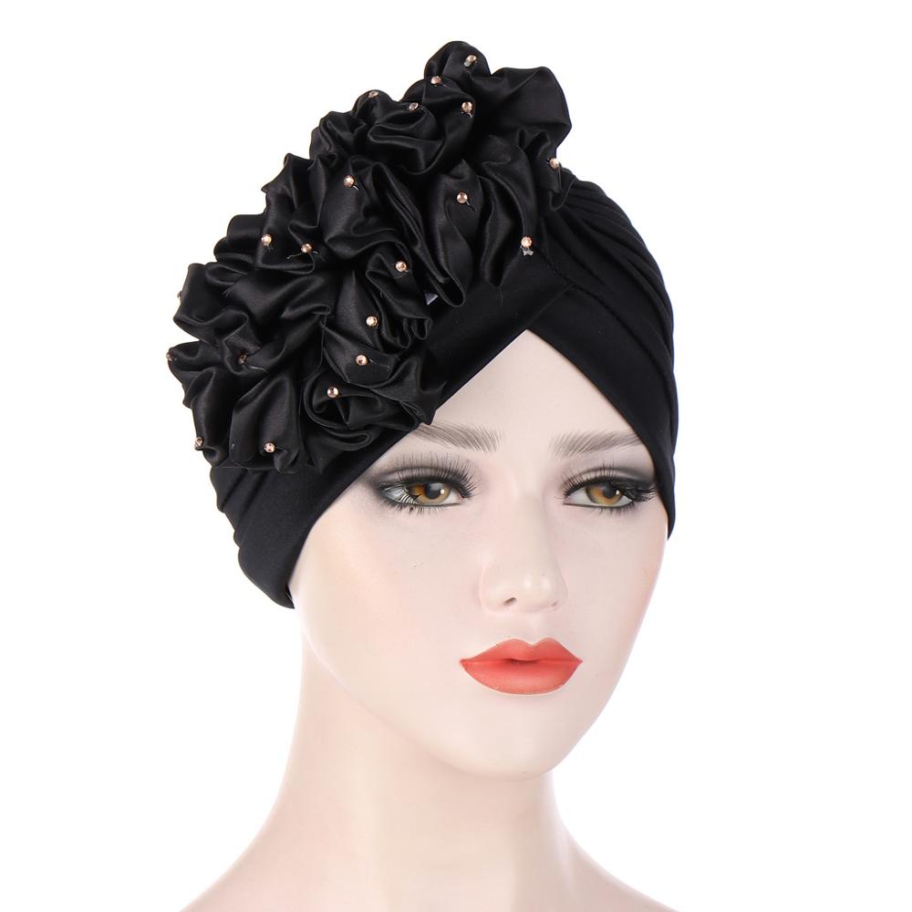 Grote Bloemen Tulbanden Voor Vrouwen Stretchy Hoofddoek Motorkap Moslim Head Wrap Cap Dames Beanie Hoed Haaraccessoires Chemo Caps