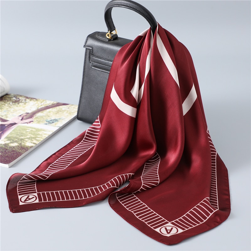 Pañuelo de seda con letras A la para mujer, pañuelo para el pelo para mujer, accesorios para mujer, pañuelos para la cabeza, chales y envolturas