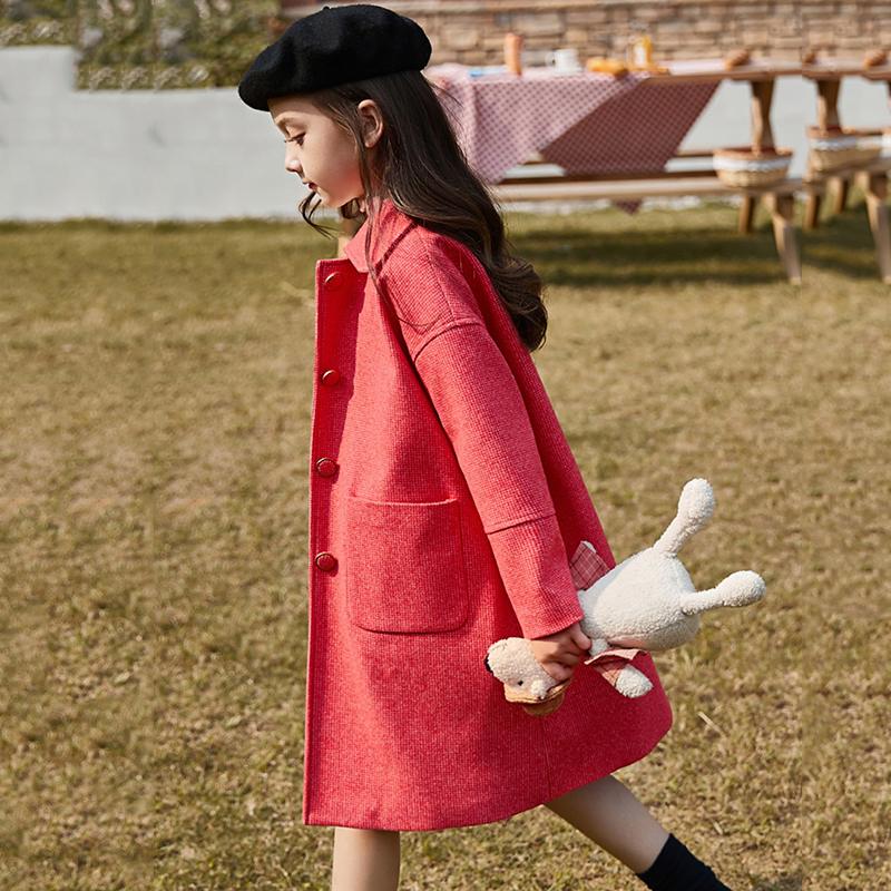 Höst vinter flickor ullrock barn rutig barn outfit tonårskläder barn fritids ylle ytterkläder  k205