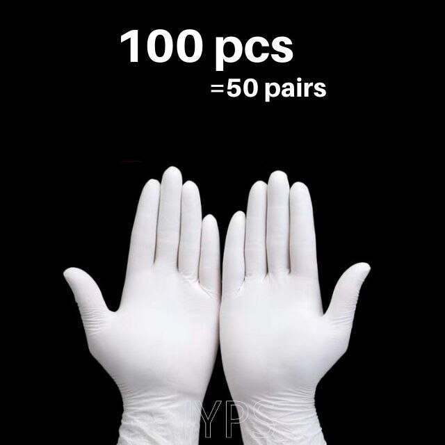 100pcs guanti in Nitrile guanti da cucina monouso in lattice guanti senza Podwer per cucina domestica laboratorio guanti da pulizia per giardino: white with box / XL