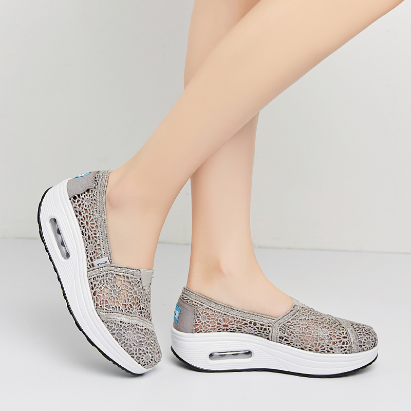 Kvinders fritidssko platforme slip-on åndbar mesh polstring walking toning sko kiler