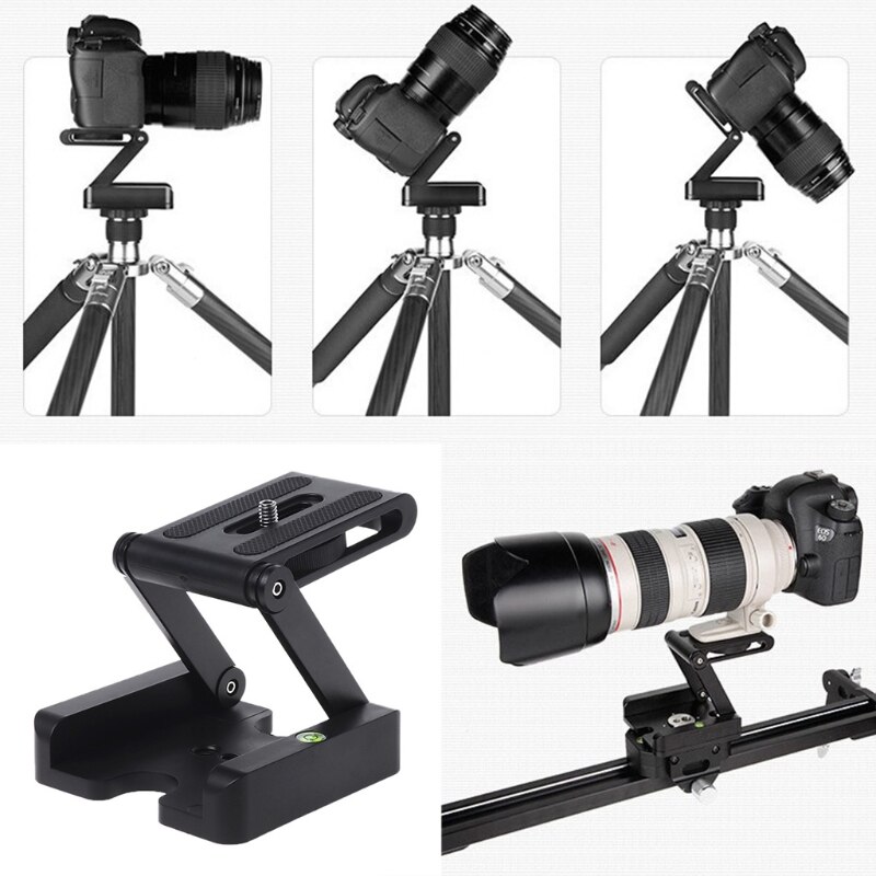 Z Flex Tilt testa per treppiede lega di alluminio pieghevole Z testa inclinata piastra a sgancio rapido supporto per livella a bolla d'aria per telefoni fotocamera