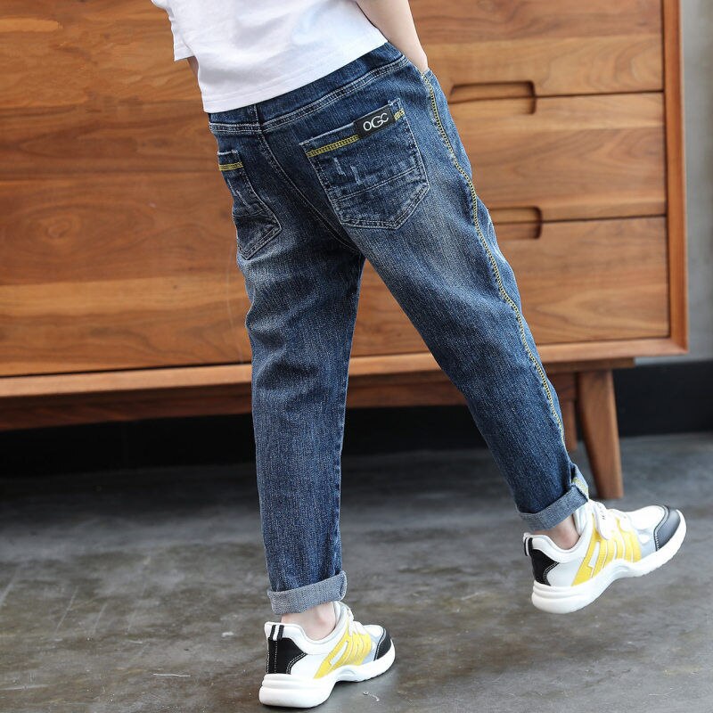 Pantalones vaqueros clásicos para niños, mallas de lápiz para adolescentes, pantalones vaqueros rectos ajustados, pantalones casuales de Jean para niños Y62