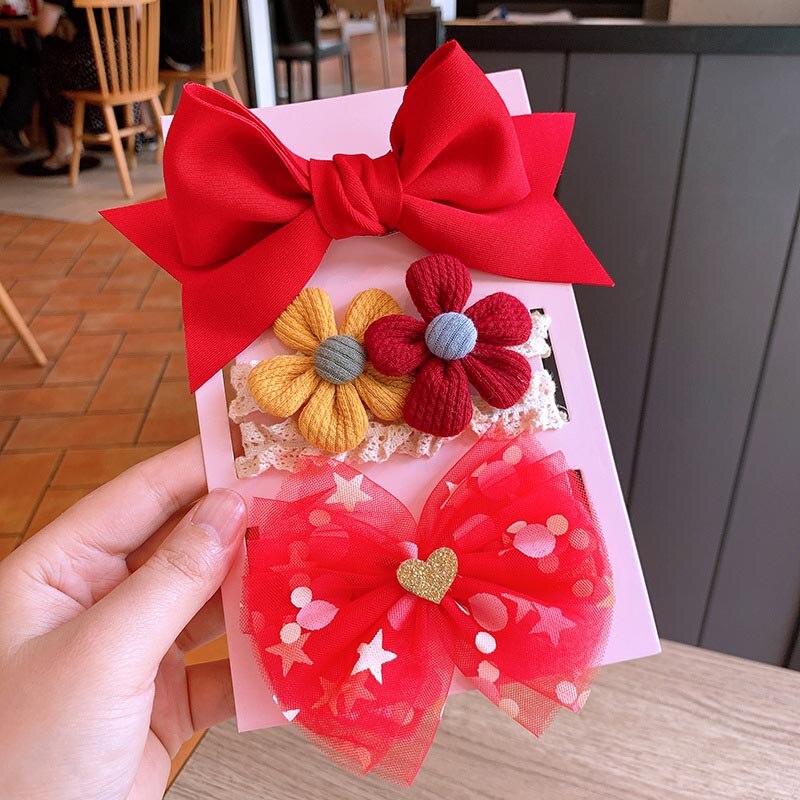3 stk/sett nydelige blonder blomster baby pannebånd sløyfe prinsesse baby jente pannebånd spedbarn småbarn hårbånd baby hår tilbehør: Stil 3 sett