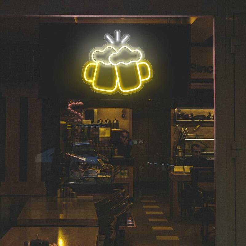 Wanxing Neon Led Neon Sign Beer Cheers Wall Hanging Art Acrylic Night Light For Party Restaurant Bar Room Decor USB