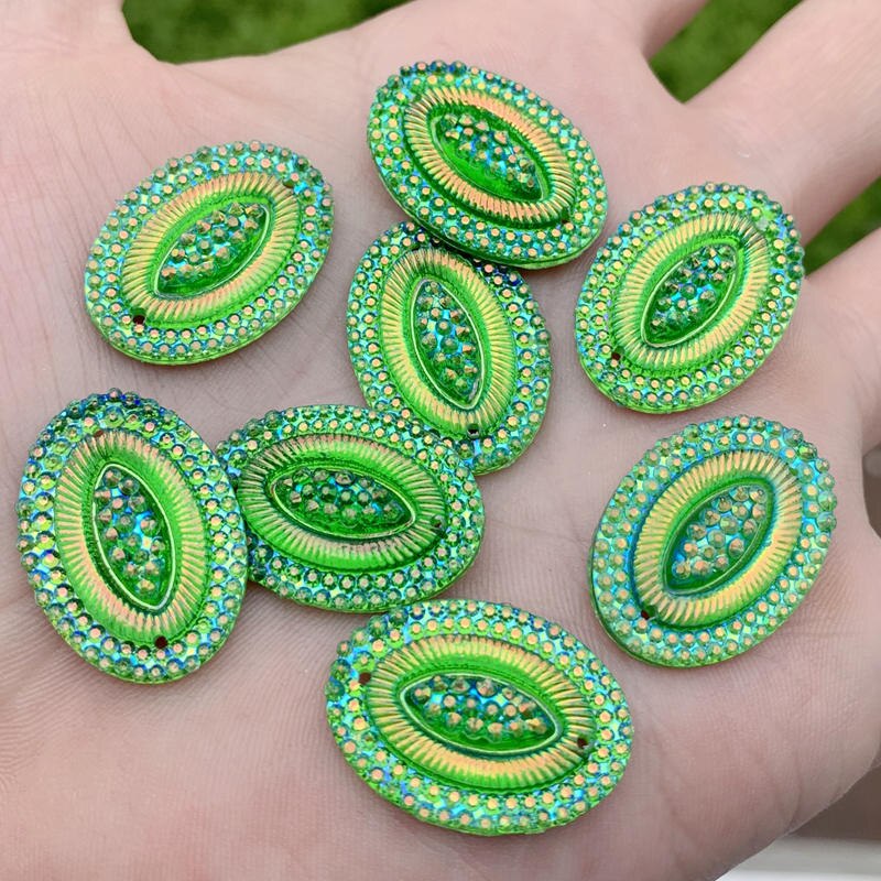 20 Uds. De diamantes de imitación de resina Ovalada para manualidades, accesorios de joyería, 18x25mm, AB, HE45