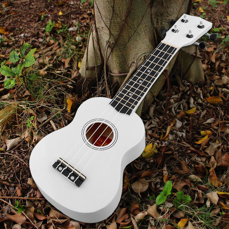 Mini 21 Inches Soprano Ukulele 12 Frets Instrument Hawaiian Style Guitar White Entertainment Supplies